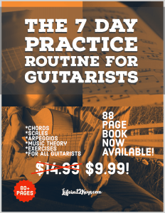 Practice Routine For Guitarists. The 7 Day Practice Routine for Guitarists eBook is out now! Over 80 Pages of Chords, Scales, Arpeggios and Music examples including a comprehensive 7 Day Practice Routine.
